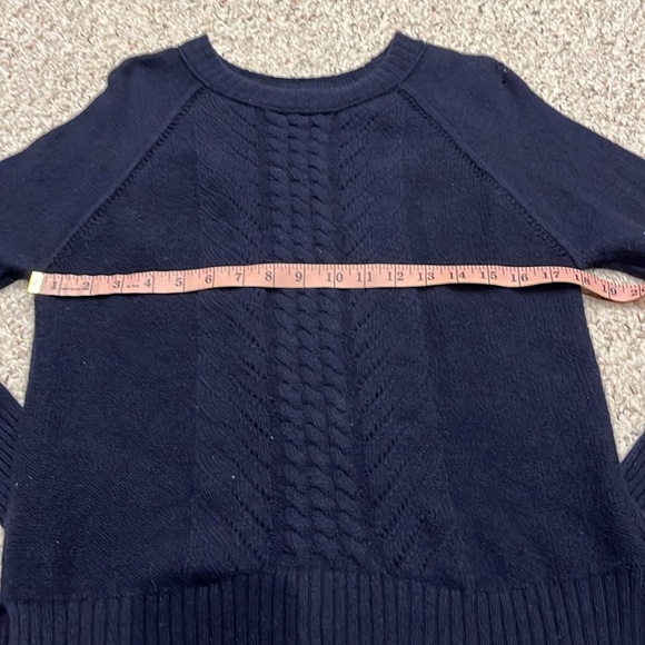 J Crew Wool Pointelle Long Sleeve Sweater Navy Blue Sz Small - Picture 7 of 9